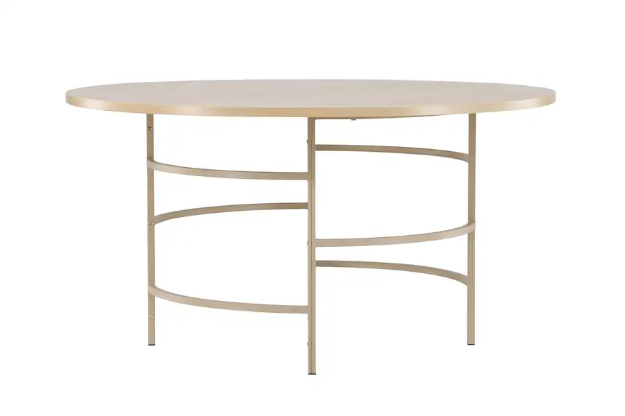 Table à manger ronde Venture Home, plateau aspect bois blanchi et piètement métal