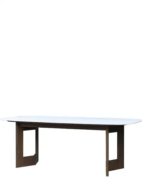 Table à manger Manre pierre frittée et pieds en chêne – Athezza