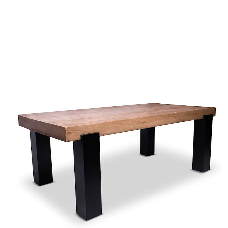 Table à manger Montréal en pin, quatre pieds en inox noir