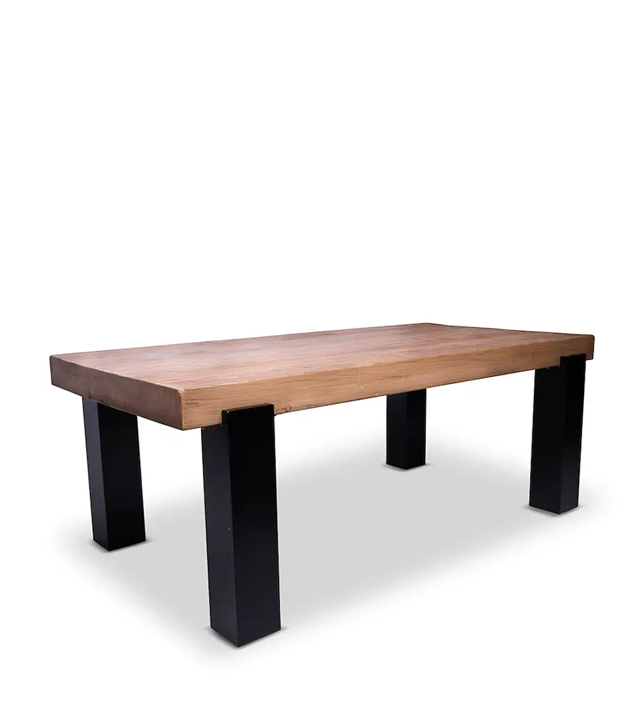 Table à manger Montréal en pin, quatre pieds en inox noir