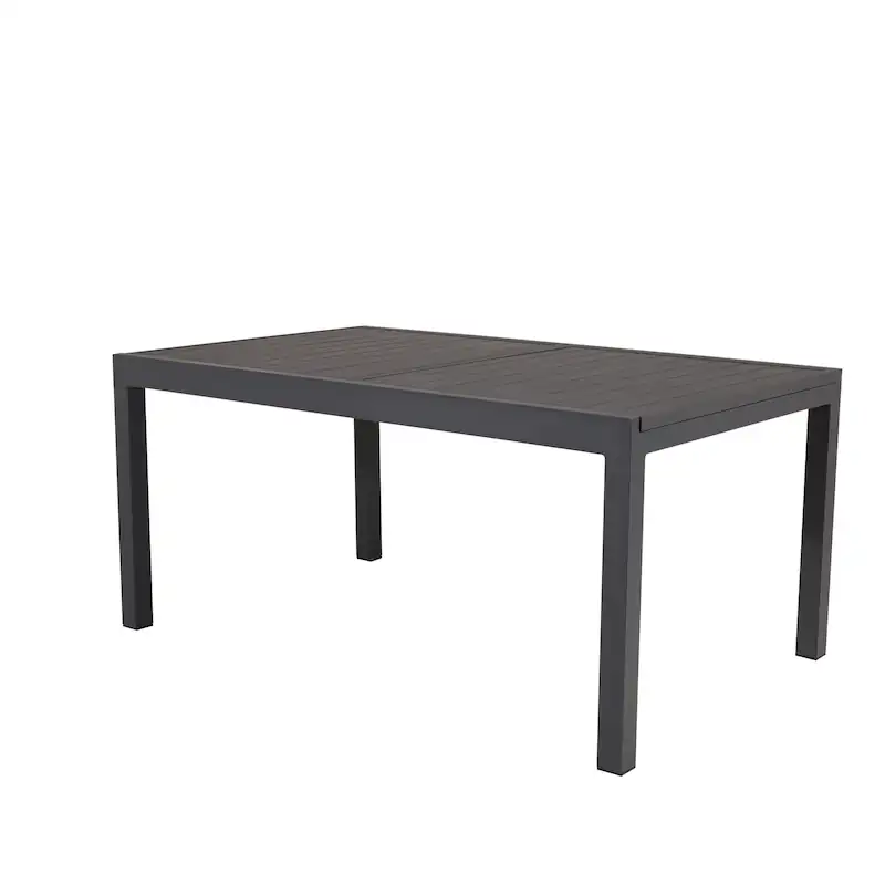 Table de jardin extensible Marbella anthracite, 160 x 100 cm, vue de trois quarts