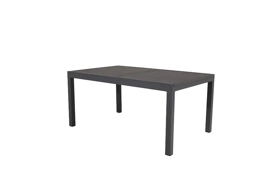 Table de jardin extensible Marbella anthracite, 160 x 100 cm, vue de trois quarts
