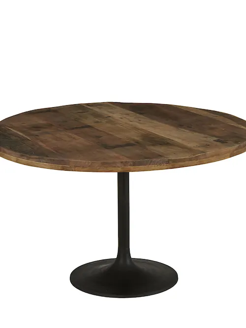 Table à manger ronde Hartley en acacia et fer, 120 cm – Athezza
