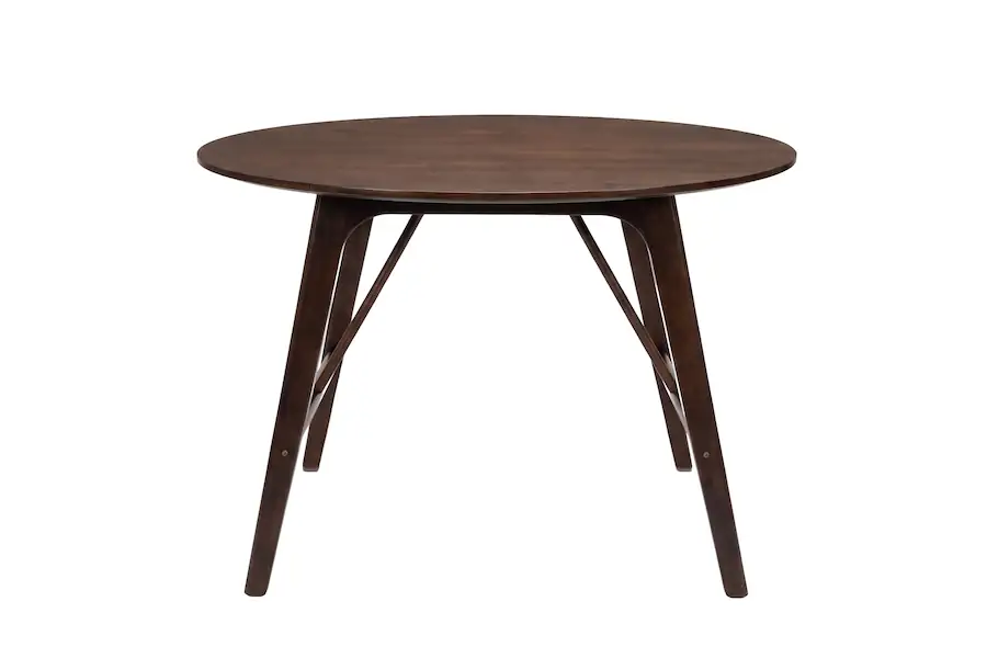 Table à manger ronde Kaseidon brun foncé vue de face sur fond blanc