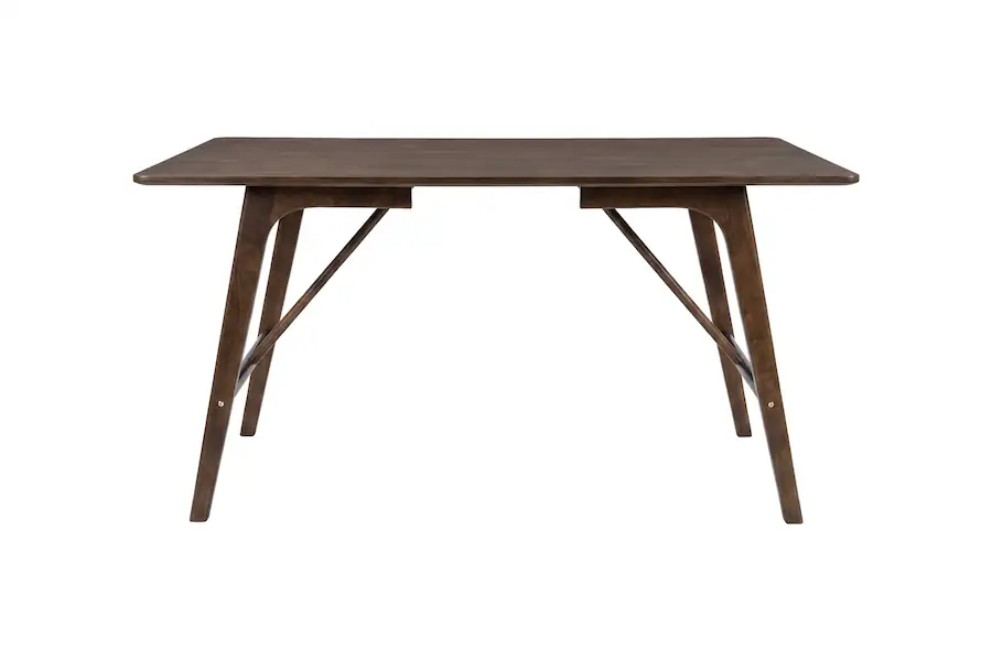 Table à manger rectangulaire Kaseidon brun foncé vue de face, pieds écartés