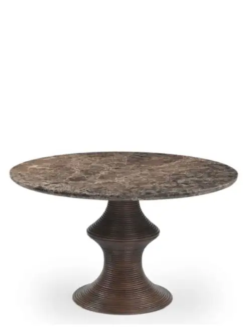 Table à manger ronde Cyrene en marbre et manguier – Athezza