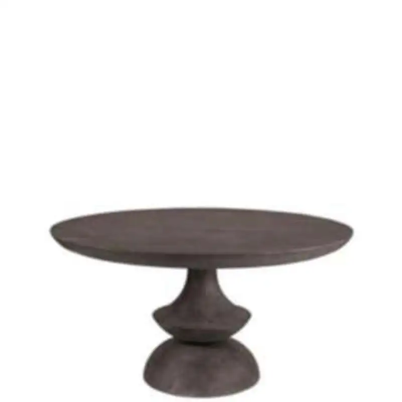 Table à manger ronde Pluto d'Athezza en manguier foncé sur pied central tourné