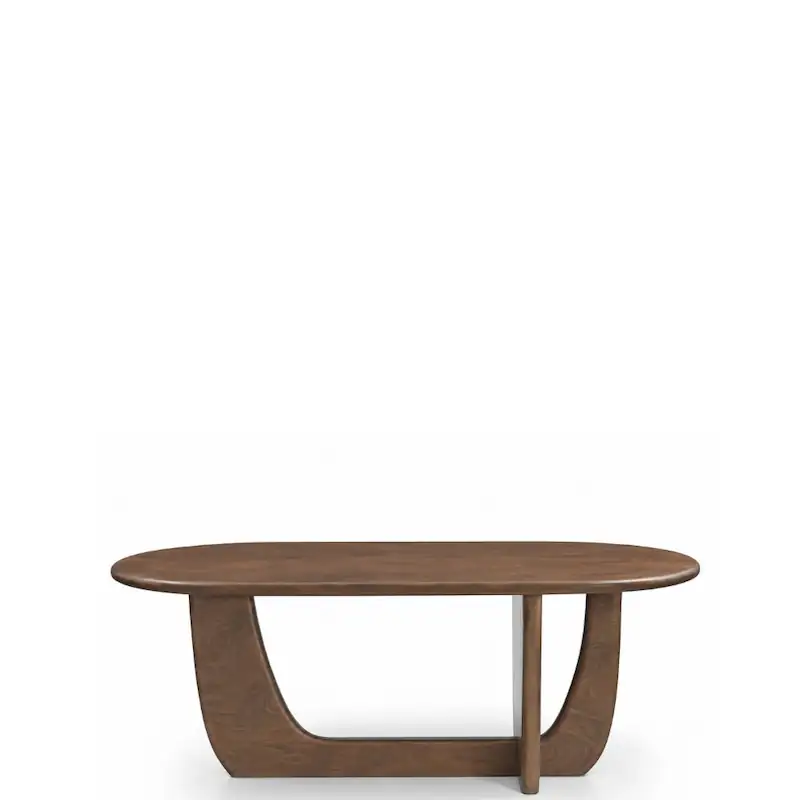 Table à manger Eudora en manguier marron, piètement en arc et pied rond