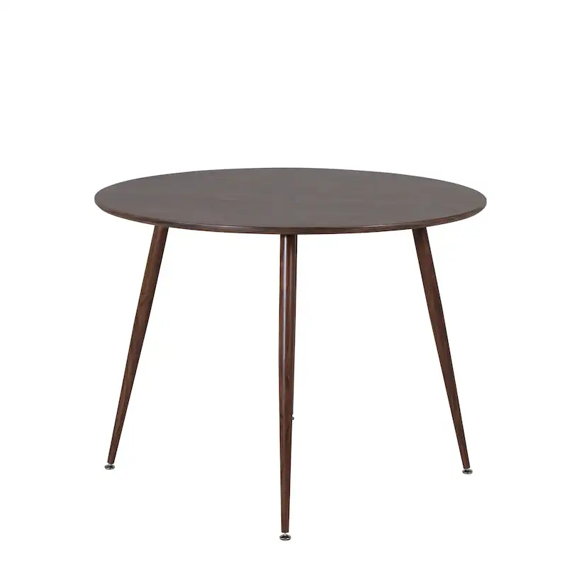 Plateau rond de la table Plaza vu de face, posé sur ses pieds effilés évasés