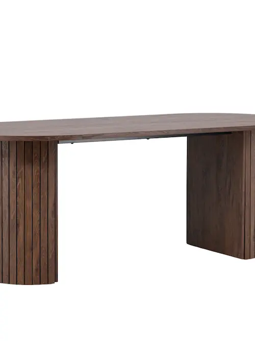 Table à manger ovale Härön, pieds cannelés, 200 cm