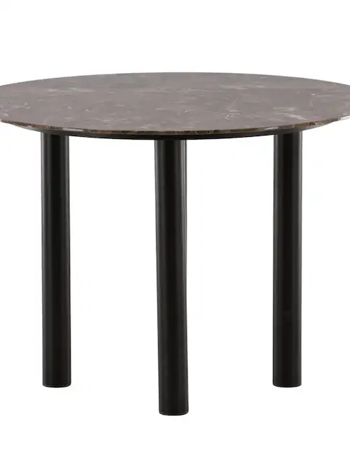 Table à manger ronde Havsten, plateau verre effet marbre, Ø 106 cm