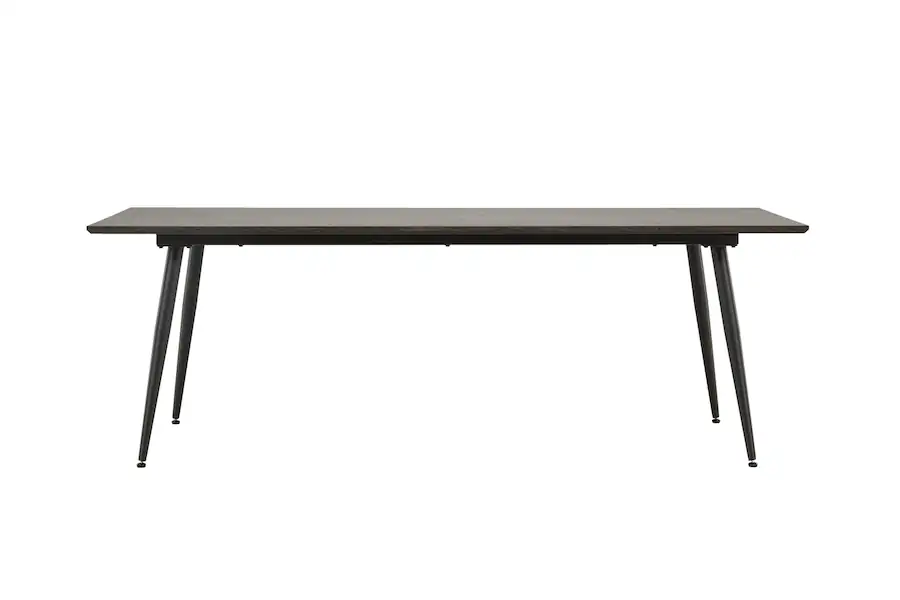 Table à manger rectangulaire Keholmen vue de face, plateau brun et pieds noirs