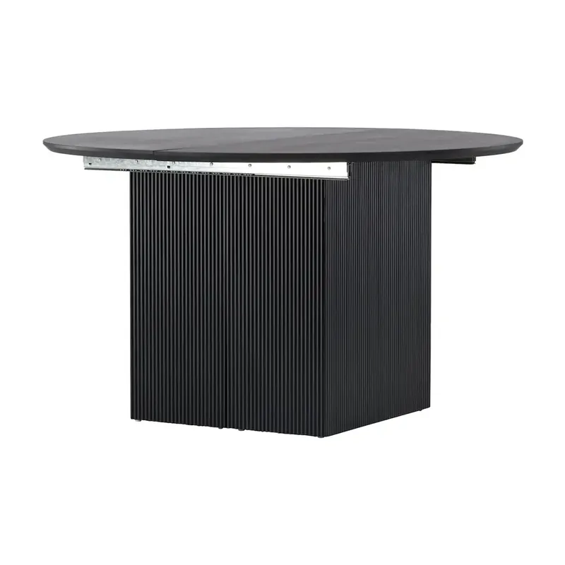 Table à manger Matilda noire vue de trois quarts, pieds en bloc