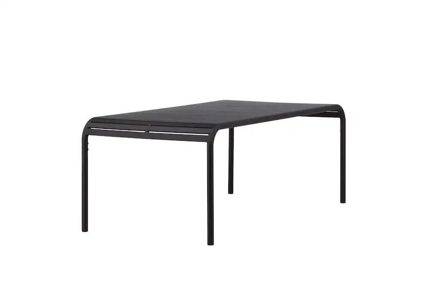 Table de jardin en aluminium Borneo vue de trois quarts, 200 cm de long