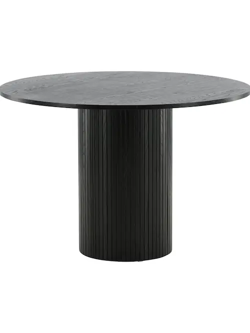 Table à manger ronde Bianca, pied cannelé, Ø 110 cm