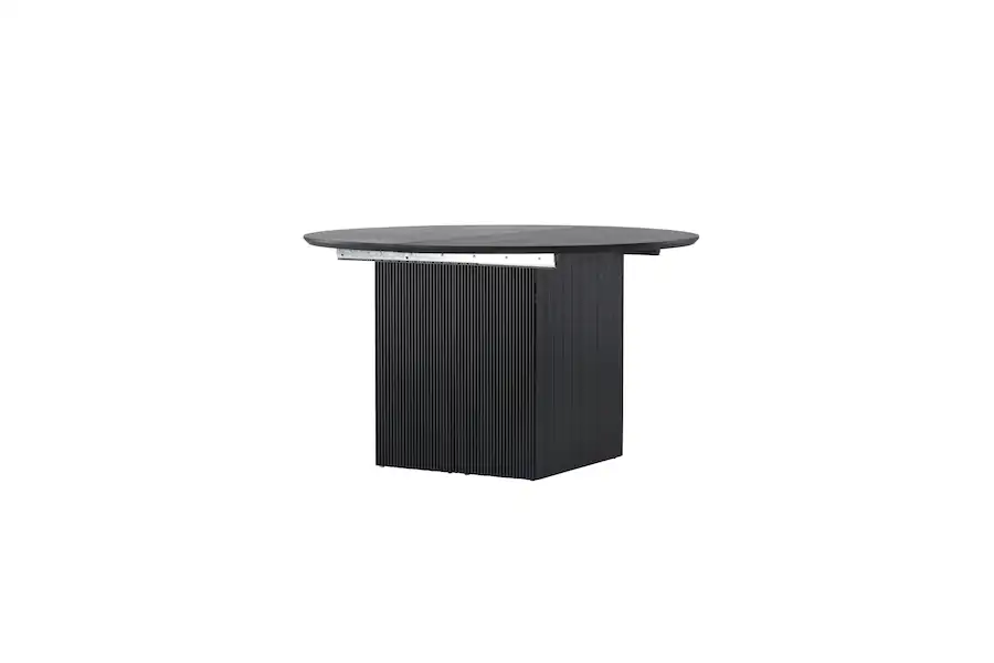 Table à manger Matilda noire vue de trois quarts, pieds en bloc