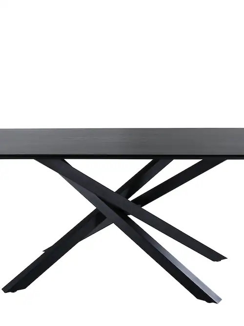 Table à manger noire Piazza à piétement croisé, 180 cm