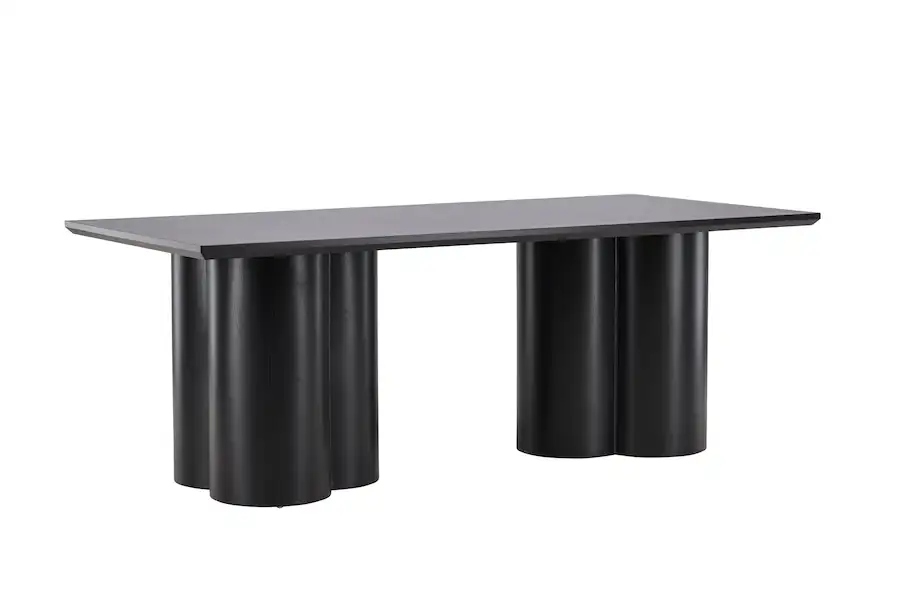Table à manger Olivia avec pieds lobés, 210 cm, noir