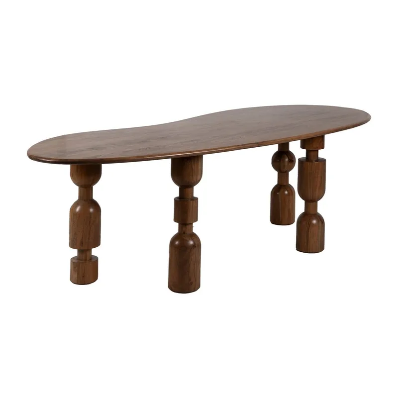 Table À Manger Organique Marron Bois D'acacia 240cm
