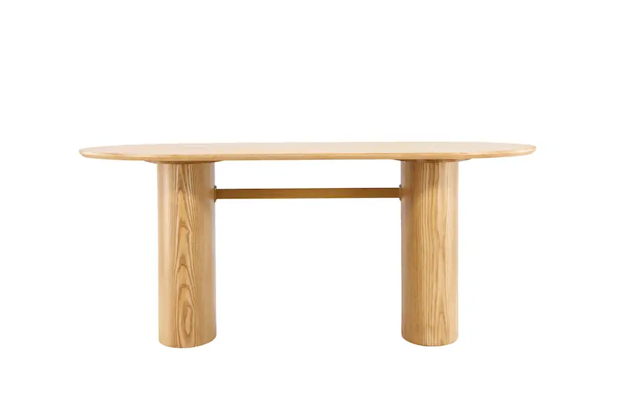 Table à manger ovale Isolde, pieds arrondis, 180 cm, naturel