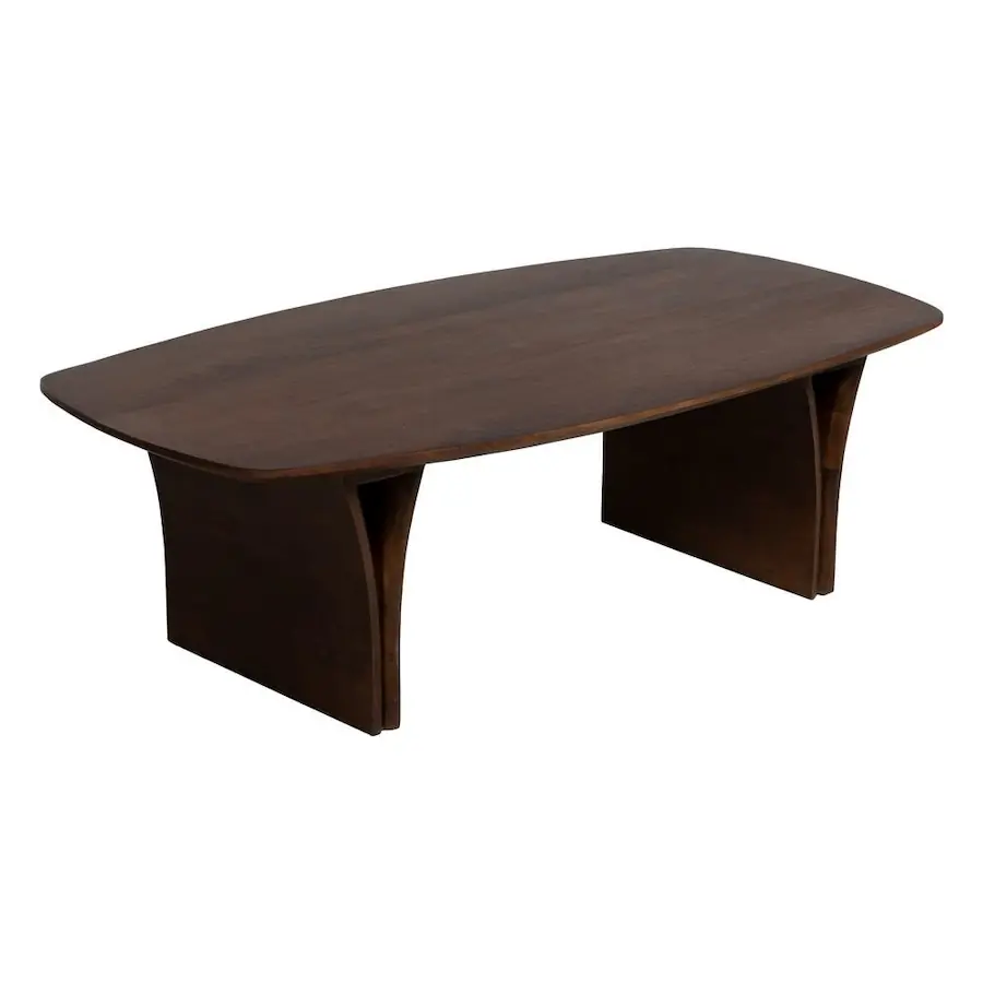 Table Basse Acacia Brun Chocolat Ixia 130cm, vue sur fond blanc
