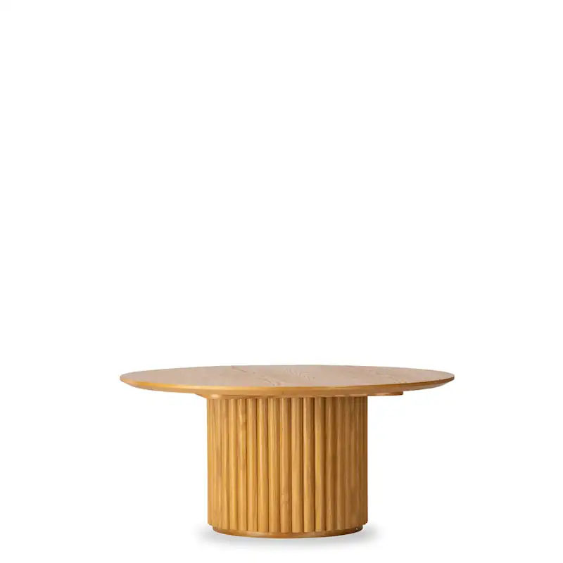 Table basse ronde Ham en chêne sur pied central cannelé