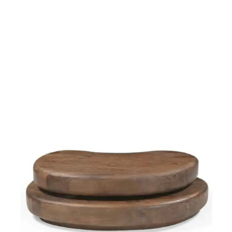 Table basse Constantin en manguier, deux plateaux en forme de haricot superposés
