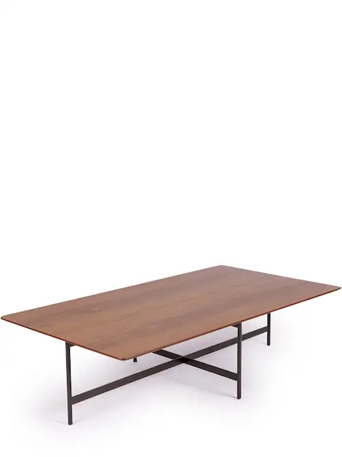 Table basse rectangulaire Surrey en MDF aspect noyer et fer – Athezza