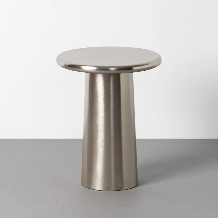 Table d'appoint champignon métal Ixia 38 cm, argent