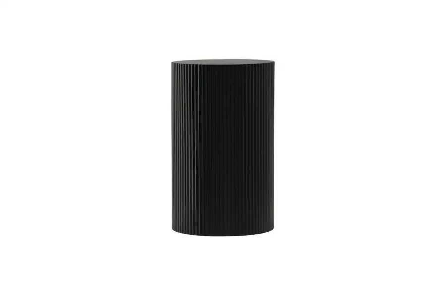 Table d'appoint cannelée Venture Home en MDF peint mat, forme cylindrique monobloc