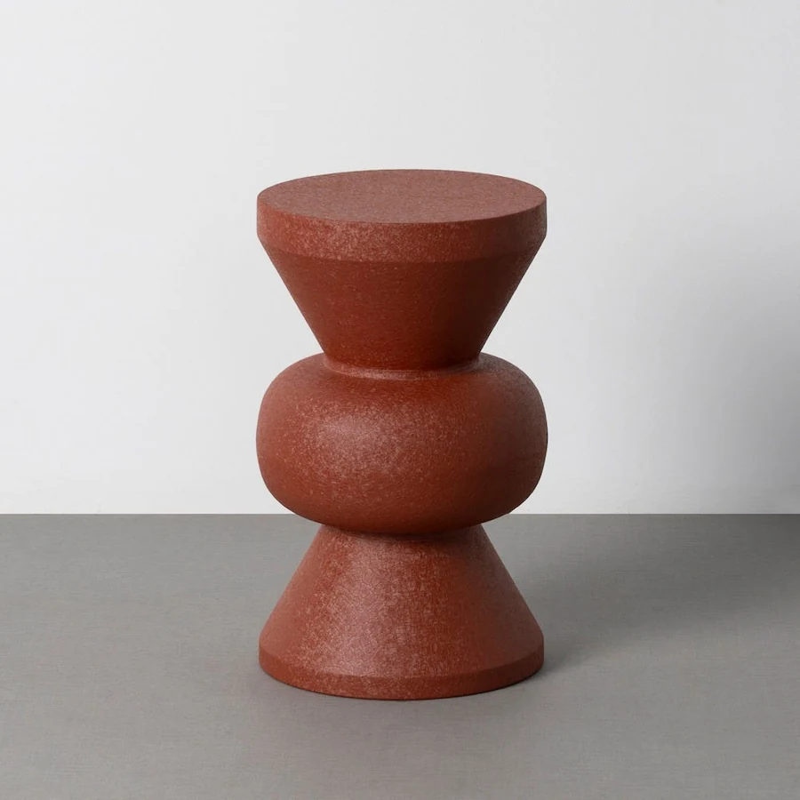 Table d'appoint sablier métal Ixia 30 cm, terracotta