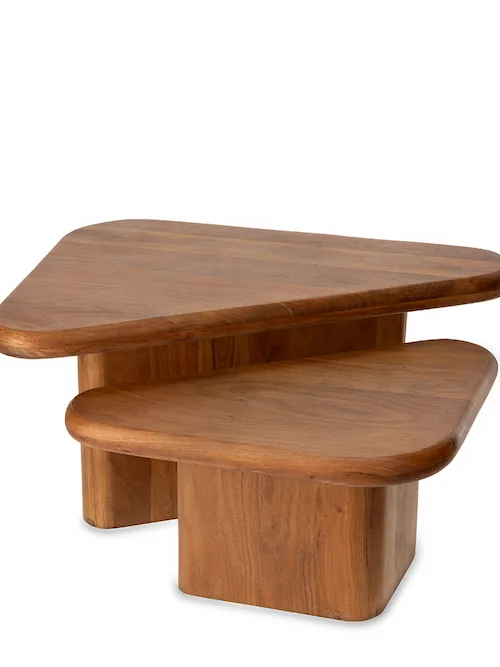 Tables basses gigognes Nerja en acacia massif, lot de 2 – Athezza