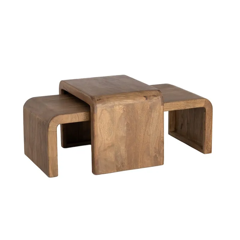 Grande table basse et petite table plus haute, vue de côté