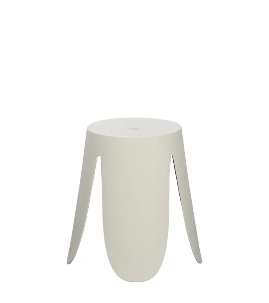 Tabouret Gardenia blanc cassé en polypropylène, vu de face