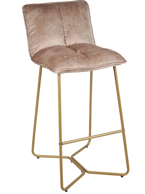 Tabouret de bar Butano en velours et métal doré – Athezza