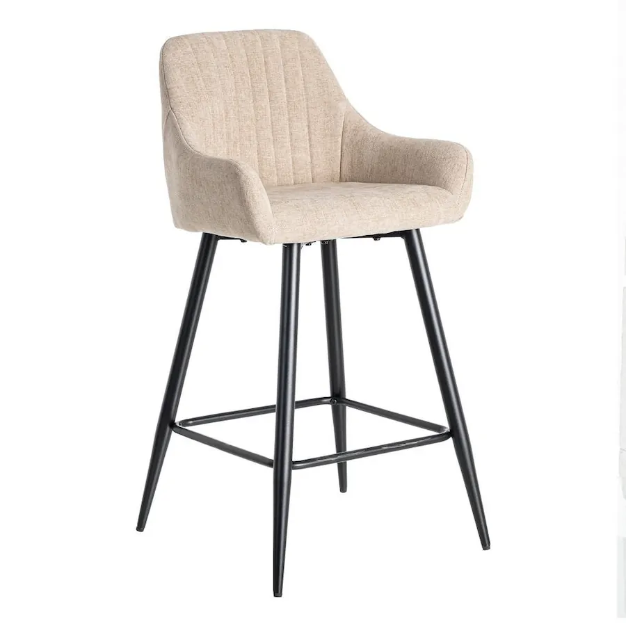 Lot de 2 : Tabouret Tissu Chiné et Métal Ixia 47 cm - beige, vue sur fond blanc