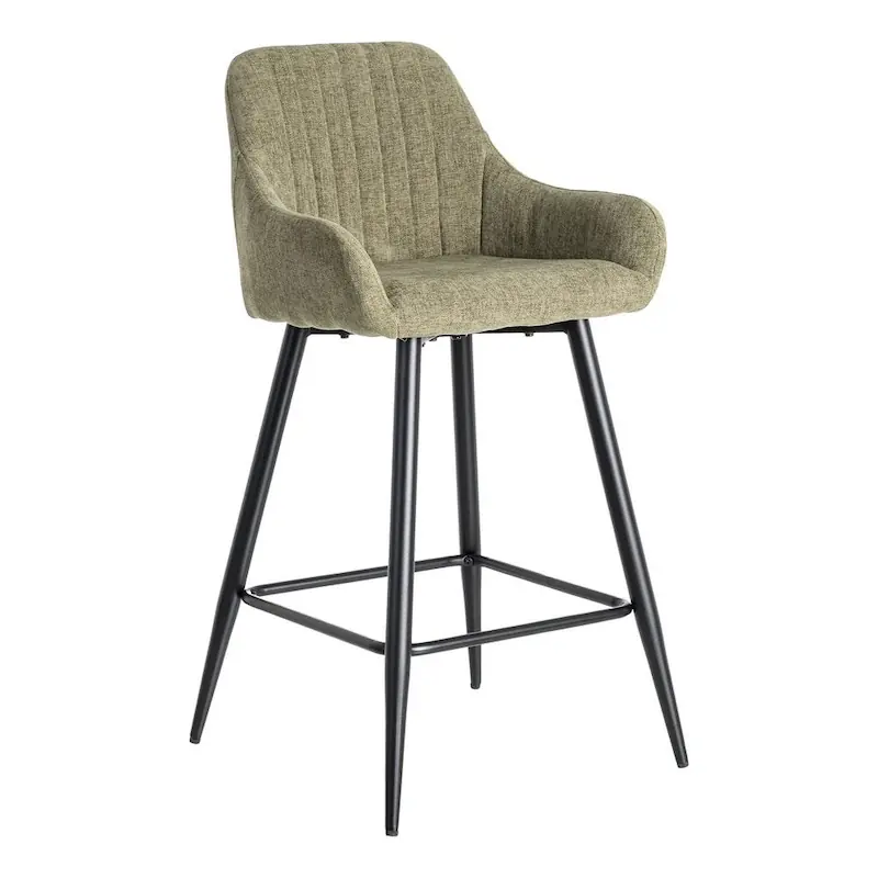 Lot de 2 : Tabouret Tissu Chiné et Métal Ixia 47 cm - vert sauge, vue sur fond blanc