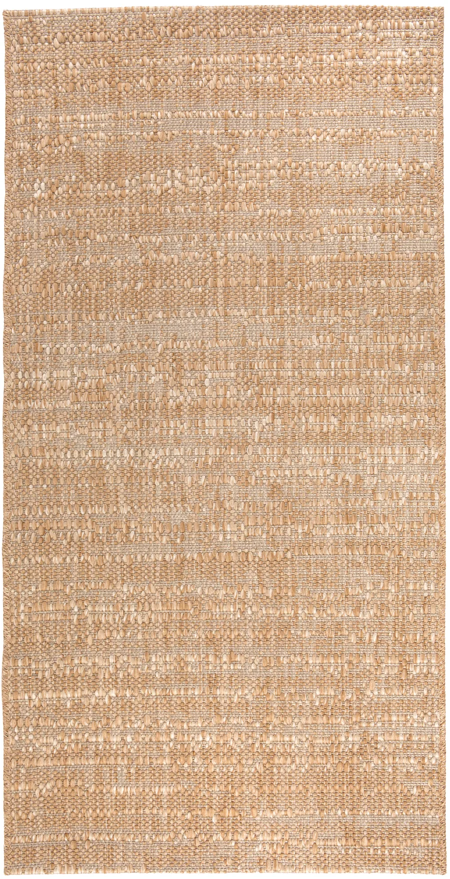 Tapis camel uni Vivaraise aspect jute, sans motif ni franges, vu à plat
