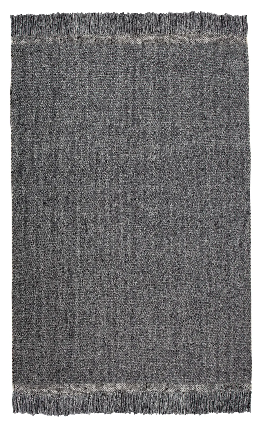 Tapis Kulti gris foncé à franges, vu de dessus