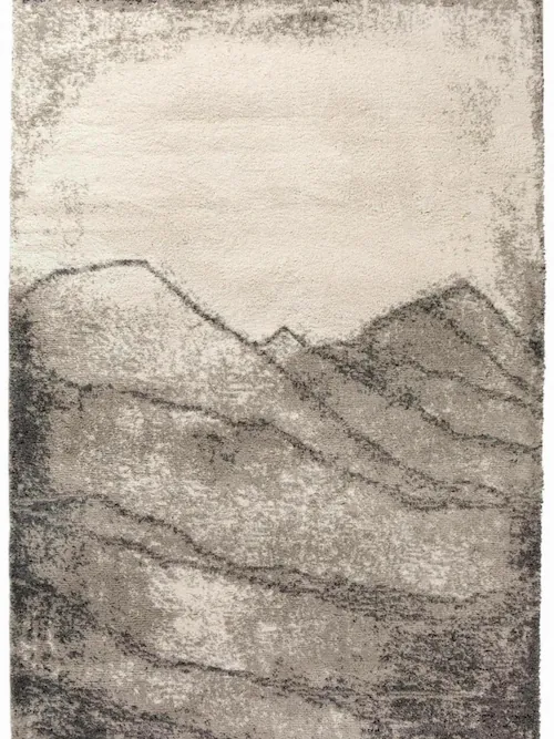 Tapis gris Vivaraise à motif de montagnes en dégradé vu à plat